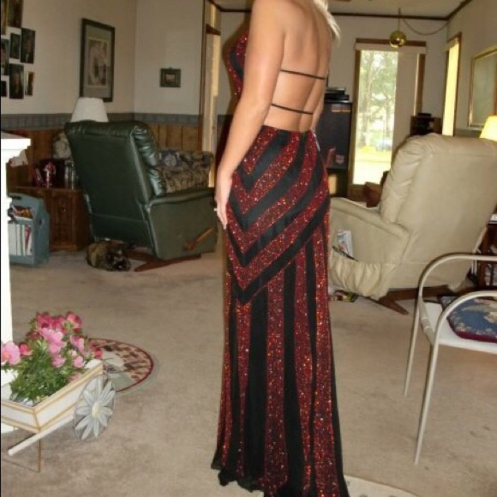 Red and black sequined formal size 8